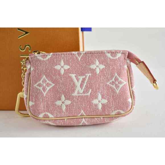 Louis Vuitton Micro Pochette Accessoires Denim Rose Pink Monogram Key Coin Purse - Picture 9 of 11